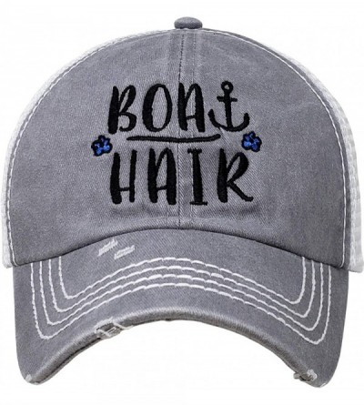 Baseball Caps Dad Hat Unisex Mesh Trucker Distressed Vintage Patch Baseball Cap - Boat Hair - Grey - C918RRE84S0 $17.44