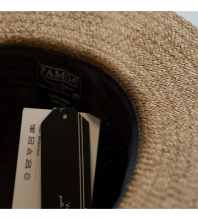 Fedoras Men's Summer Straw Fedora Hat Panama Wide Brim Hat - Brown - C118E7AZ6HS $22.74