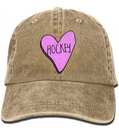 Baseball Caps Men's/Women's Hockey Heart Cotton Denim Baseball Cap Adjustable Trucker Cap - Natural - CG18IG44IKM $10.02