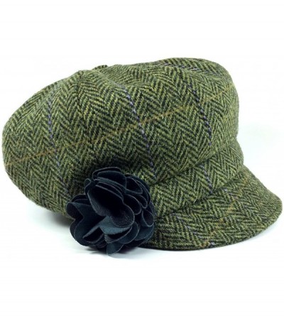 Newsboy Caps Irish Newsboy Cap Made in Ireland Women's Newsboy Hat 8 Panel Irish Wool - Green - CY11PN1LJUX $54.62