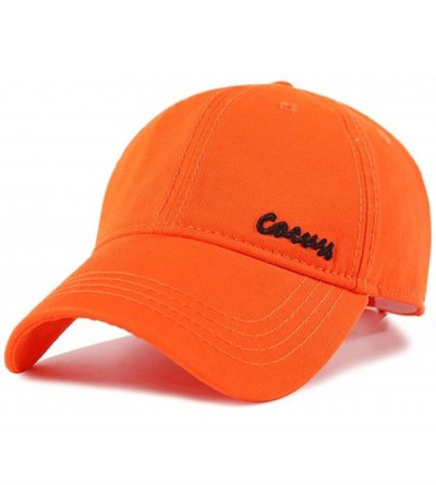 Baseball Caps Men's Cotton Classic Baseball Cap with Adjustable Buckle Closure Dad Hat - Orange - C118RMRMSSA $12.73