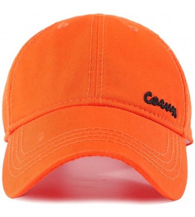Baseball Caps Men's Cotton Classic Baseball Cap with Adjustable Buckle Closure Dad Hat - Orange - C118RMRMSSA $12.73