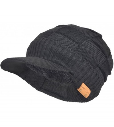 Skullies & Beanies Men's Knit Beanie Visor Skullcap Cadet Newsboy Cap Ski Winter Hat - Check-black - CW12NZ539PU $11.73