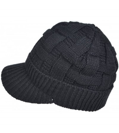 Skullies & Beanies Men's Knit Beanie Visor Skullcap Cadet Newsboy Cap Ski Winter Hat - Check-black - CW12NZ539PU $11.73