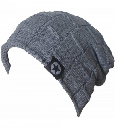 Skullies & Beanies Winter Knit Wool Warm Hat Thick Soft Stretch Slouchy Beanie Skully Cap - A2-grey - CG12O4M5KIF $12.62