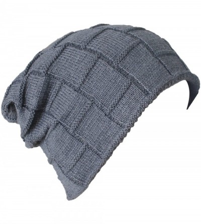 Skullies & Beanies Winter Knit Wool Warm Hat Thick Soft Stretch Slouchy Beanie Skully Cap - A2-grey - CG12O4M5KIF $12.62
