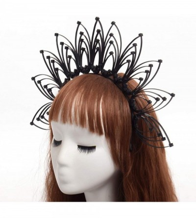 Headbands Gothic Crown Halo Crown Sunburst Zip Tie Headband Feather Crown Gold - Black - CO18Z3U83HM $36.00