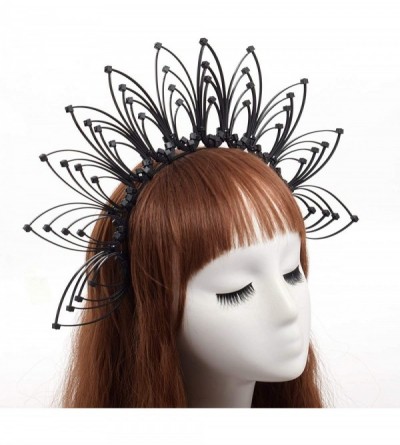 Headbands Gothic Crown Halo Crown Sunburst Zip Tie Headband Feather Crown Gold - Black - CO18Z3U83HM $36.00
