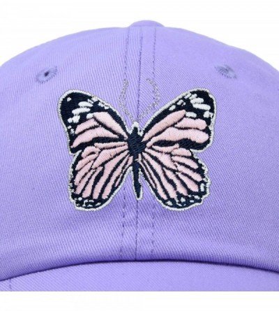Baseball Caps Pink Butterfly Hat Cute Womens Gift Embroidered Girls Cap - Lavender - CL18S7UW8TA $18.00