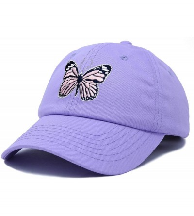 Baseball Caps Pink Butterfly Hat Cute Womens Gift Embroidered Girls Cap - Lavender - CL18S7UW8TA $18.00