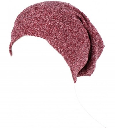 Berets Womens Scarf India Muslim Stretch Turban Hat Hair Pure Color Loss Head Wrap - Wine - CZ18IE4L96E $17.03