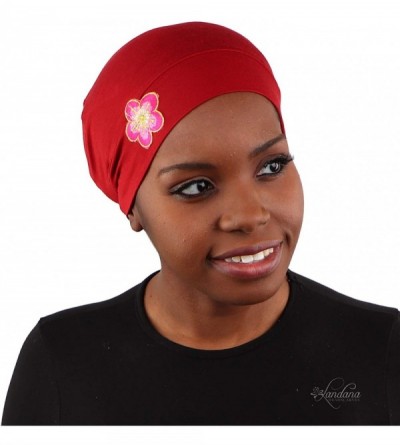 Skullies & Beanies Chemo Beanie Sleep Cap with Pink and Gold Flower - Rust - CL182TLST66 $13.61