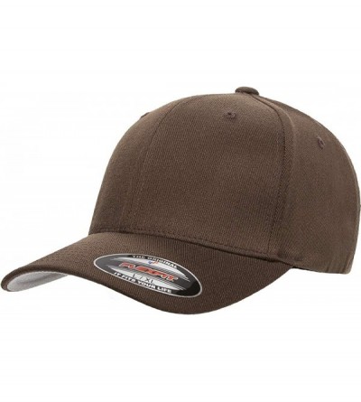Baseball Caps Flexfit Premium Wool Blend Ballcap - Stretch Fit- Original Baseball Cap w/Hat Liner - Brown - CS18H9KAUGK $27.69