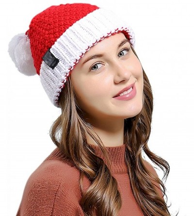 Skullies & Beanies Santa Hat for Adults Christmas Beanie Winter Hats Knitted Ski Knit Warm Slouch Skull Caps - CD188N6UQ22 $1...