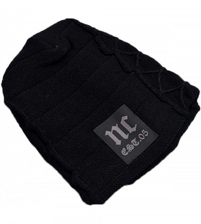 Skullies & Beanies Knit Skull Cap- Men's Winter Warm Knitting Hats Slouchy Cable Knitted Beanie-Plus Velvet - Black - CW189LD...