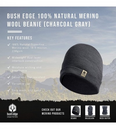 Skullies & Beanies 100% Merino Wool Cuff Beanie Hat - Gray - CO18Y2NKQK8 $21.21