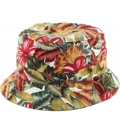 Bucket Hats Floral Galaxy Leaf Aztec Tropical Print Bucket Hat Summer Boonie Cap - 04) Floral - Khaki - CT11K5YGDE5 $11.30