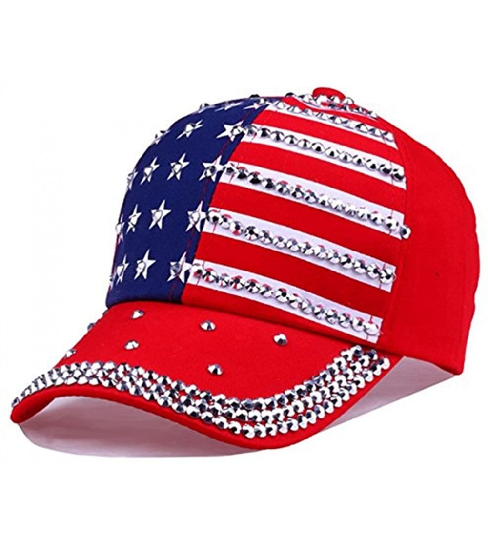 USA Bling Baseball Cap Sparkle American Flag Hat Men Women Hip Hop Caps ...
