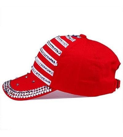Baseball Caps USA Bling Baseball Cap Sparkle American Flag Hat Men Women Hip Hop Caps - B072mlk1rb - CF183NML2SC $15.84