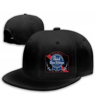 Baseball Caps Pa-BST Blue Ri-bbon Beer Logo Hip Hop Baseball Cap -Flat Trucker Hats for Mens&Womens - Black - C318LAQDMLL $17.84