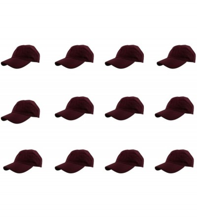 Baseball Caps Baseball Caps 100% Cotton Plain Blank Adjustable Size Wholesale LOT 12 Pack - Burgundy - CK18365WU4D $35.81