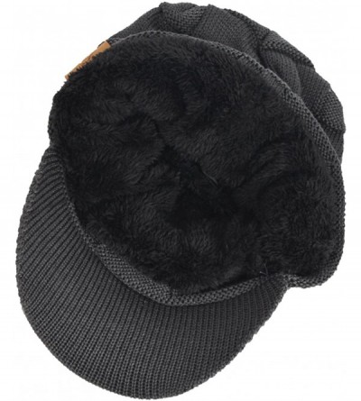 Skullies & Beanies Men's Knit Beanie Visor Skullcap Cadet Newsboy Cap Ski Winter Hat - Check-grey - CG186O9A643 $10.45