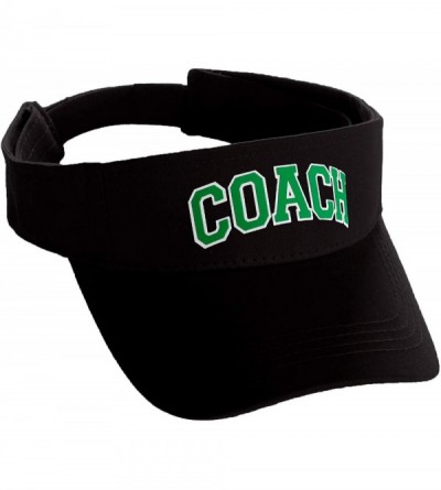 Baseball Caps Classic Sport Team Coach Arched Letters Sun Visor Hat Cap Adjustable Back - Black Hat White Green Letters - CE1...