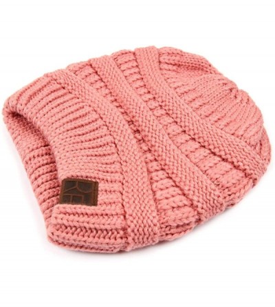 Skullies & Beanies Classic Cable Knit Beanie Detachable - Plain - Dusty Pink - CT18Y3ADUTI $12.99
