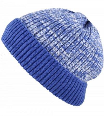 Skullies & Beanies Ribbed Knit Beanie Warm Thick Fleece Lined Hat Winter Skull Cap Extra Warmth (Royal) - CU18KDINK8T $21.64