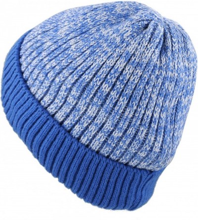 Skullies & Beanies Ribbed Knit Beanie Warm Thick Fleece Lined Hat Winter Skull Cap Extra Warmth (Royal) - CU18KDINK8T $13.56