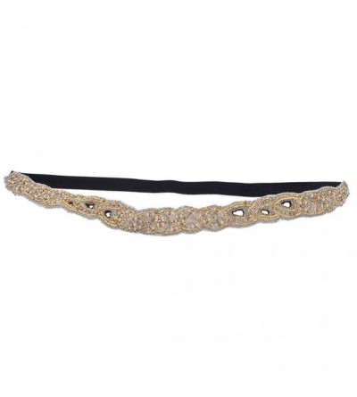 Headbands Crystal Rhinestone Gold White Beaded Applique Fashion Headband - CN17YH99A2Q $12.32