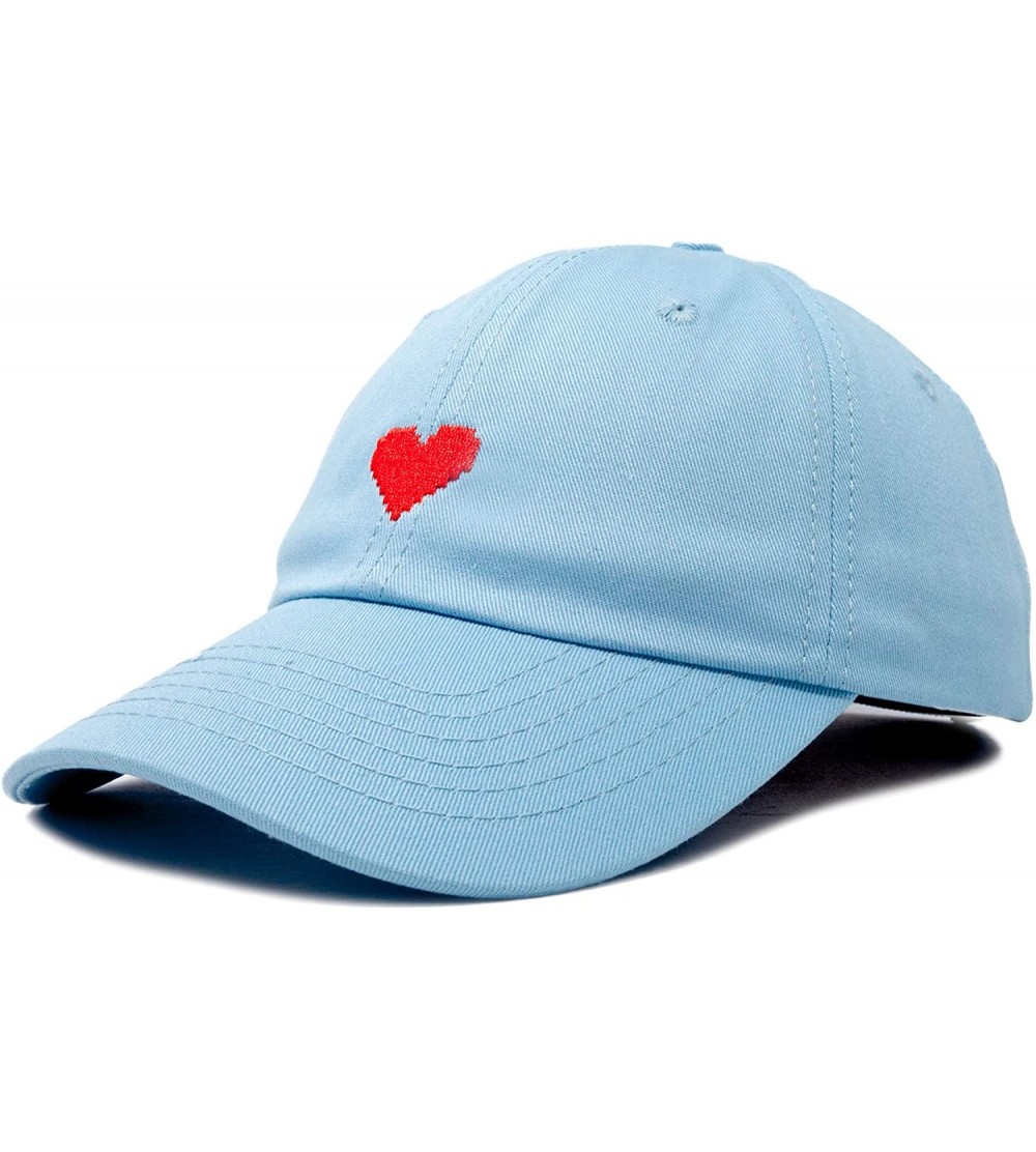 Baseball Caps Pixel Heart Hat Womens Dad Hats Cotton Caps Embroidered Valentines - Light Blue - C3180LXUI9A $9.14
