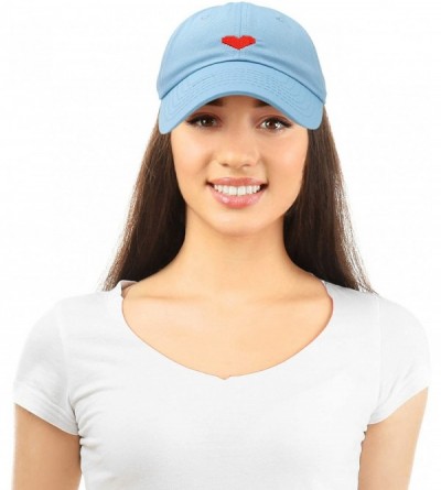 Baseball Caps Pixel Heart Hat Womens Dad Hats Cotton Caps Embroidered Valentines - Light Blue - C3180LXUI9A $9.14