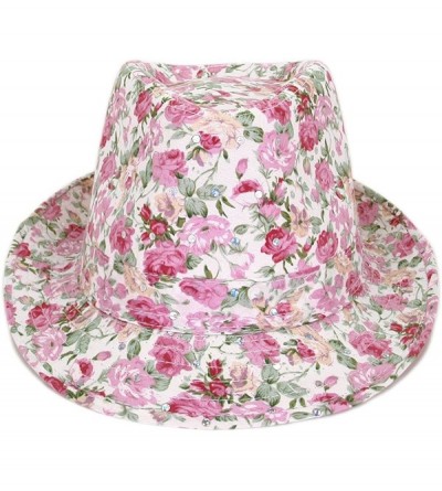 Fedoras Cotton Floral Sequin Sparkle Fedora Hat Available - White - CU11G28LZZZ $10.94