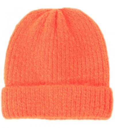 Skullies & Beanies Unisex Thick Warm Beanie - Knit Winter Hat - Fluorescent Orange - C818UMZ7SAW $18.91