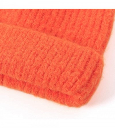 Skullies & Beanies Unisex Thick Warm Beanie - Knit Winter Hat - Fluorescent Orange - C818UMZ7SAW $10.10