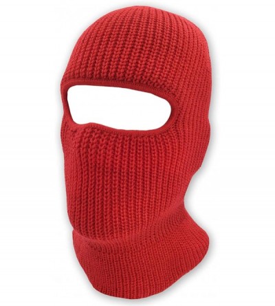 Balaclavas Double Layered Knitted One Hole Ski Mask Tactical Paintball Running - Red - CB180CCCAKG $21.81