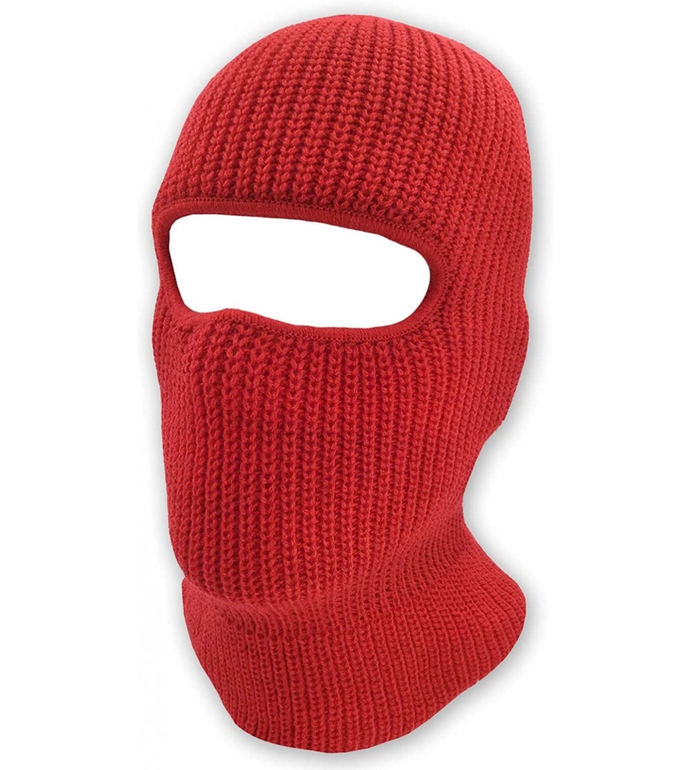 Balaclavas Double Layered Knitted One Hole Ski Mask Tactical Paintball Running - Red - CB180CCCAKG $10.23