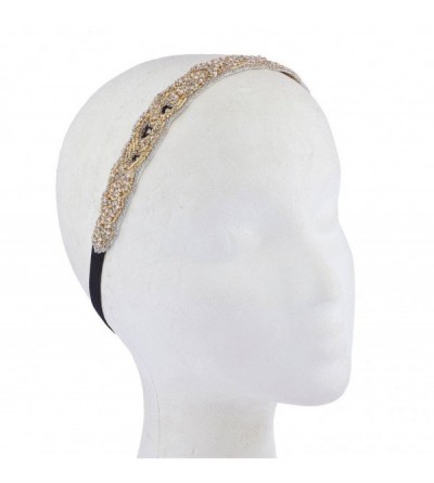 Headbands Crystal Rhinestone Gold White Beaded Applique Fashion Headband - CN17YH99A2Q $18.73