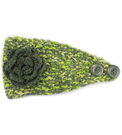Cold Weather Headbands Elegant Camellia Flower Cable Knit Winter Turban Ear Warmer Headband - Green - CN18L848830 $10.60