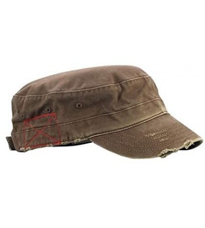 Baseball Caps Distressed Washed Cotton Cadet Army Cap - Cadet Hat - Brown - CY18RZ64U47 $13.44