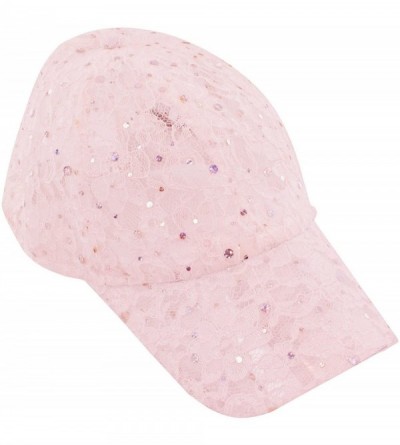 Baseball Caps Women's Lace Glitter Sequin Baseball Hat Cap - Pink - CE110CS9UHB $23.93