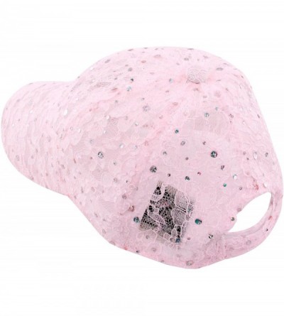 Baseball Caps Women's Lace Glitter Sequin Baseball Hat Cap - Pink - CE110CS9UHB $10.80