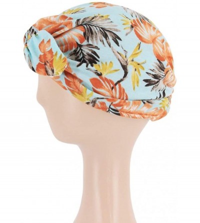 Skullies & Beanies Shiny Flower Turban Shimmer Chemo Cap Hairwrap Headwear Beanie Hair Scarf - Blue2 - CE18WUW87CQ $7.61