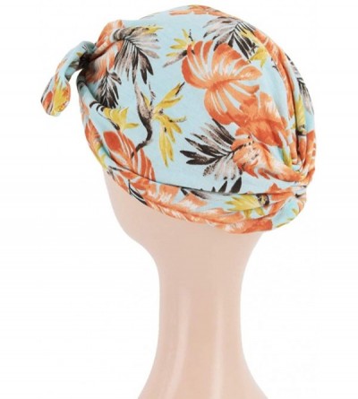 Skullies & Beanies Shiny Flower Turban Shimmer Chemo Cap Hairwrap Headwear Beanie Hair Scarf - Blue2 - CE18WUW87CQ $7.61