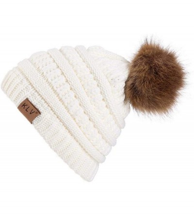 Skullies & Beanies Women Casual Knit Hats Beanie Hat Large Pom Ladies Winter Warm Cap Skullies & Beanies - White - CN18LREROE...