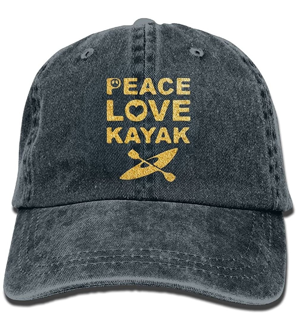 Skullies & Beanies Peace Love Kayak Adult Sport Adjustable Baseball Cap Cowboy Hat - Navy - CA1803QQ2T3 $14.20