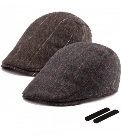 2 Pack Ivy Hat Newsboy Cap Men - 30% Wool Hats for Men Tweed Flat Cap ...