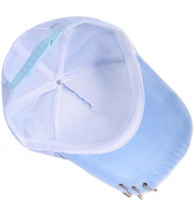 Baseball Caps Women Studded Crystals Rhinestones Sequins Bling Baseball Cap with Ring - Blue - CH18GG573H5 $7.60