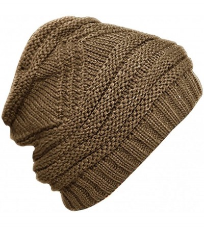 Skullies & Beanies Trendy and Warm Zig Zag Crochet Knit Convertible Beanie Neck wear - Brown - C611QNN6DFV $25.25